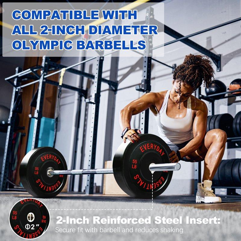 BalanceFrom Olympic Bumper Plate Weight Plate 55 Lbs Pair Black