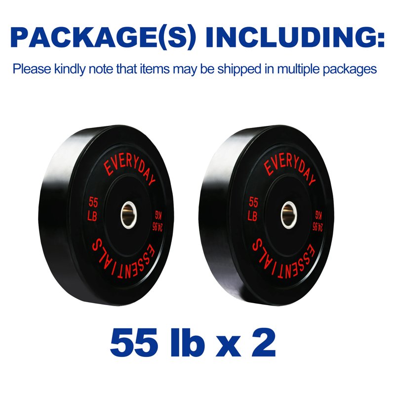 BalanceFrom Olympic Bumper Plate Weight Plate 55 Lbs Pair Black