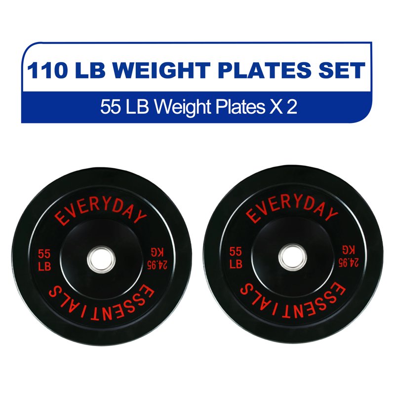 BalanceFrom Olympic Bumper Plate Weight Plate 55 lbs Pair Black