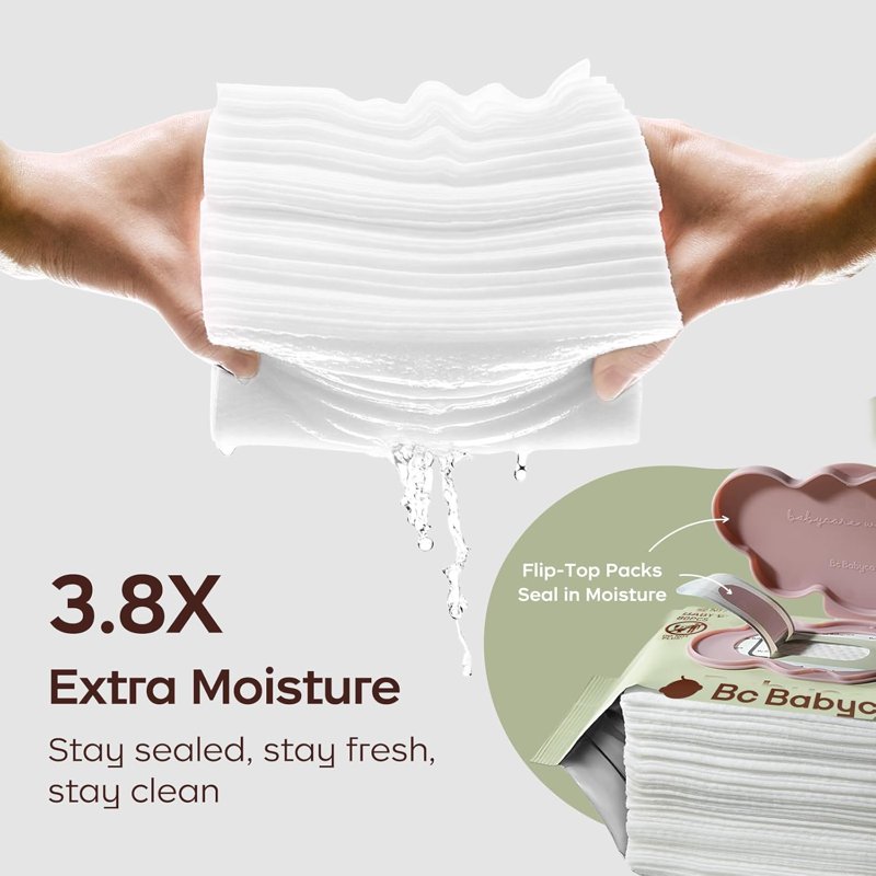 Bc Babycare Sensitive Baby Wipes Unscented XL Extra Thick Hypoallergenic 99% Water 240 Wipes 3 Refill Packs
