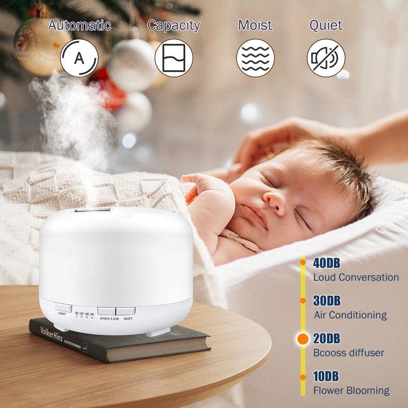 BCOOSS 500ml Essential Oil Diffuser With Remote Control Aroma Diffuser Air Humidifier For Home