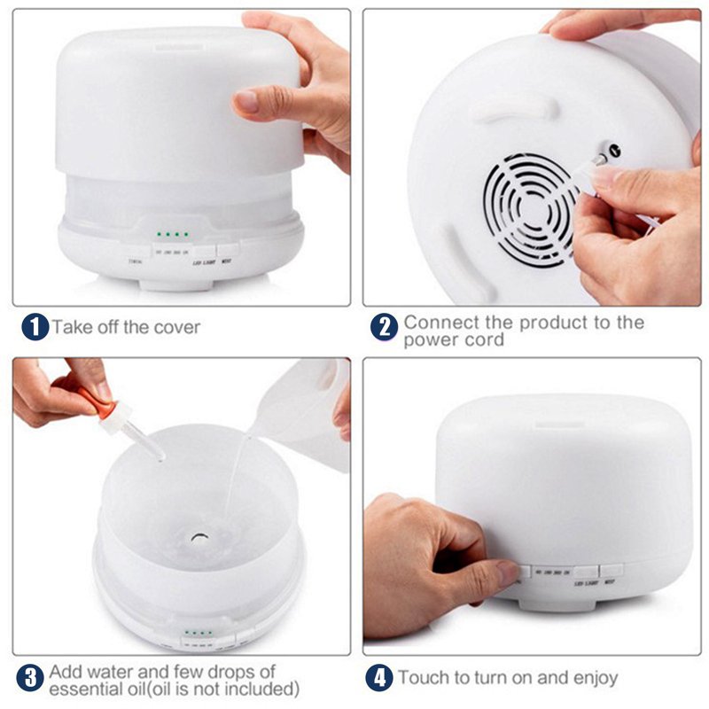 BCOOSS 500ml Essential Oil Diffuser With Remote Control Aroma Diffuser Air Humidifier For Home