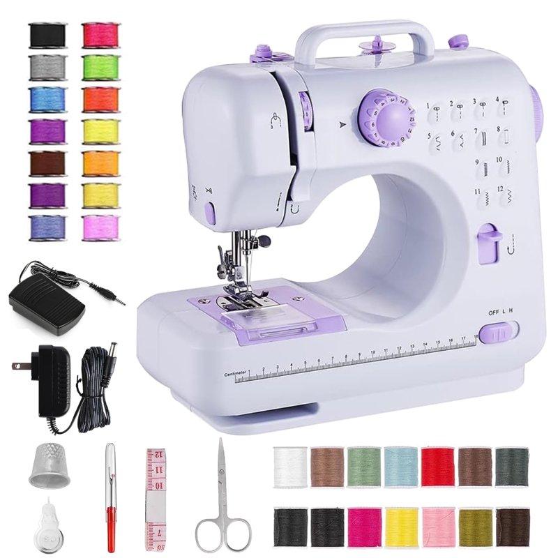 BCOOSS Sewing Machine For Beginner Multi-Functional Portable Machine With 12 Built-in Stitches