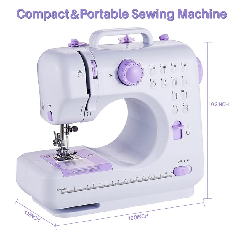 BCOOSS Sewing Machine For Beginner Multi-Functional Portable Machine With 12 Built-in Stitches