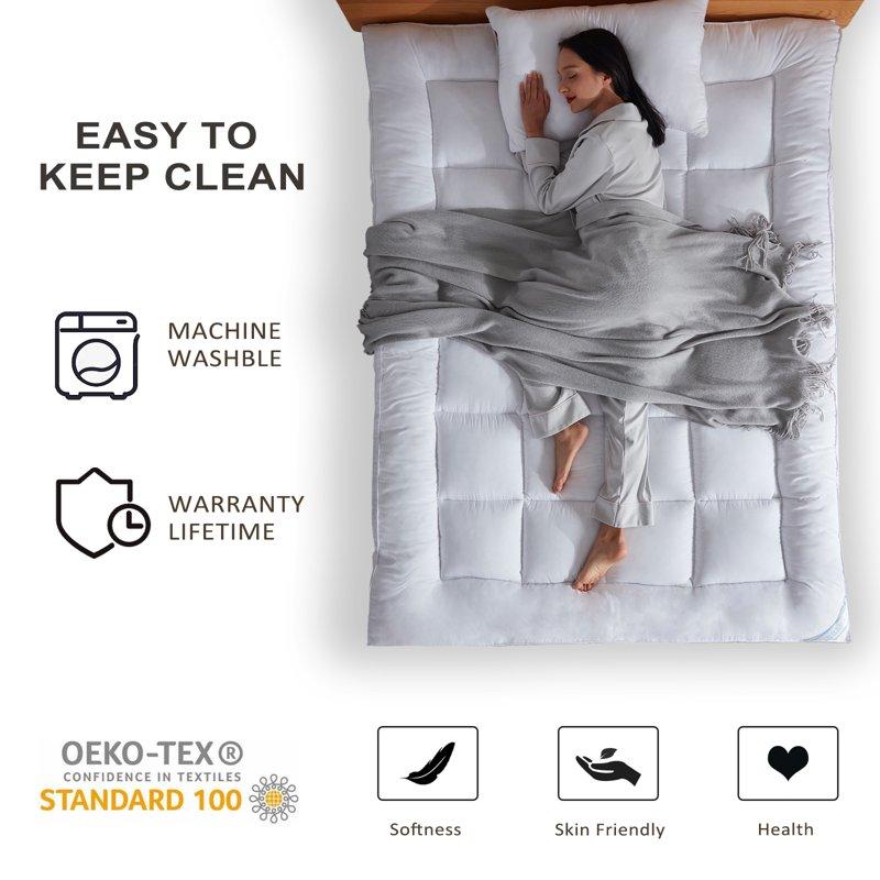 BDEUS Extra Thick Mattress Topper Cooling Mattress Pad Cover Pillow Top Protector With 8-21 Inch Deep Pocket Twin Size