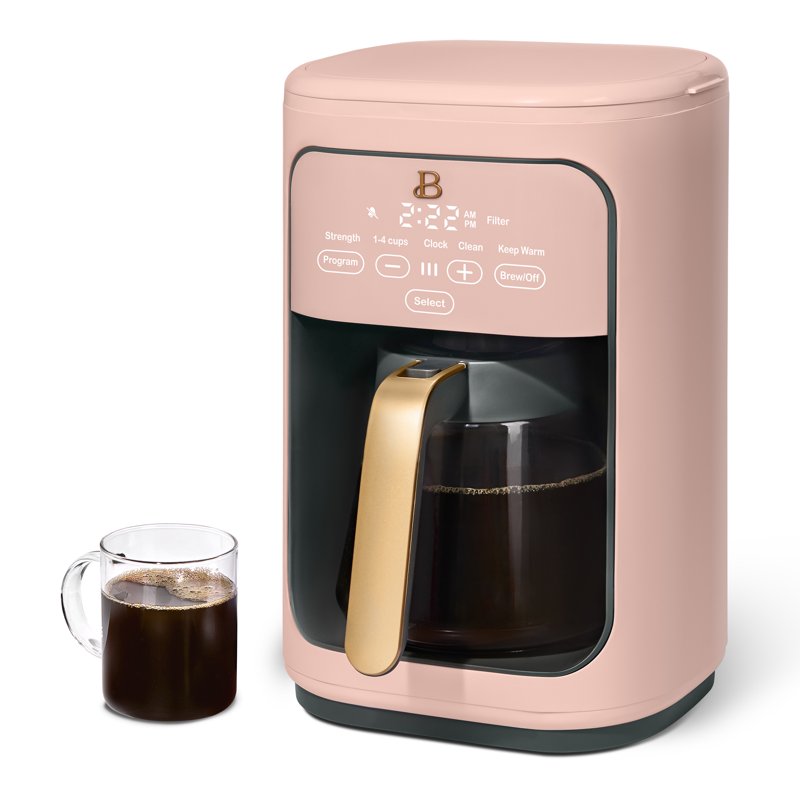 Beautiful 14-Cup Programmable Drip Coffee Maker With Touch-Activated Display Rose By Drew Barrymore