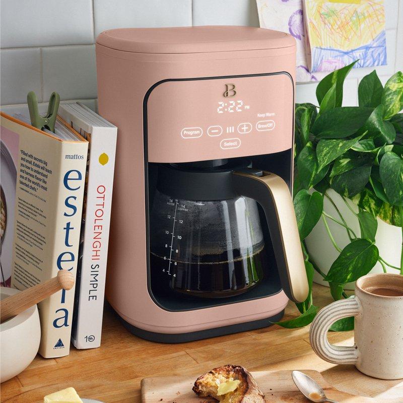 Beautiful 14-Cup Programmable Drip Coffee Maker With Touch-Activated Display Rose By Drew Barrymore