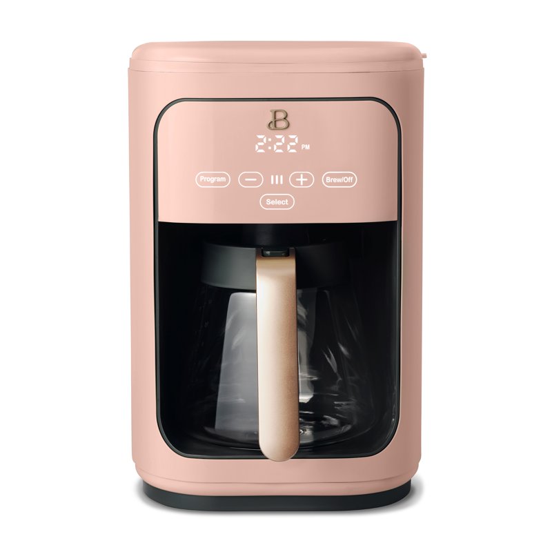 Beautiful 14-Cup Programmable Drip Coffee Maker with Touch-Activated Display Rose by Drew Barrymore
