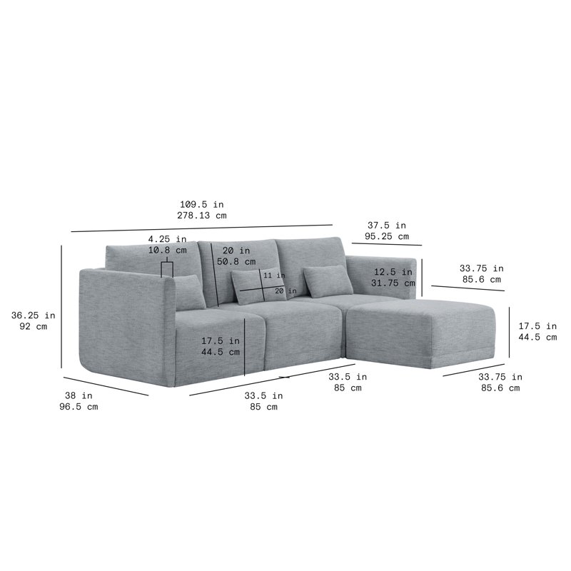 Beautiful Drew Modular Sectional Sofa With Ottoman By Drew Barrymore Gray Fabric