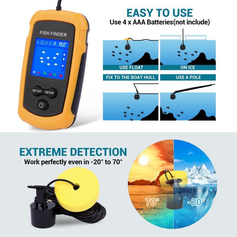 BEBANG Portable Fish Finder Handheld Fish Depth Finder With Sonar Transducer For Boat Fishing Ice Fishing