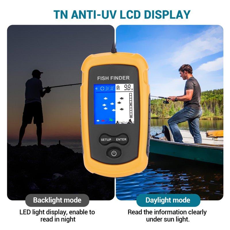 BEBANG Portable Fish Finder Handheld Fish Depth Finder With Sonar Transducer For Boat Fishing Ice Fishing