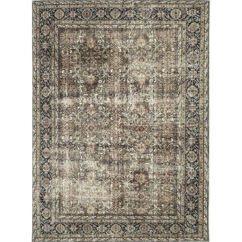 BERTHMEER 8'x10' Area Rugs For Living Room Bedroom Vintage Traditional Rugs Machine Washable Non-slip Brown