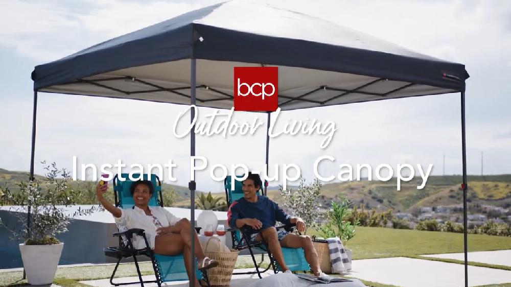 Best Choice Products 10x10ft Easy Setup Pop Up Canopy W/ 1-Button Setup Wheeled Case 4 Weight Bags - White