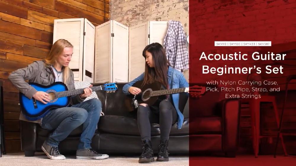 Best Choice Products 38in Beginner Acoustic Guitar Starter Kit W/ Gig Bag Strap Extra Strings - Natural