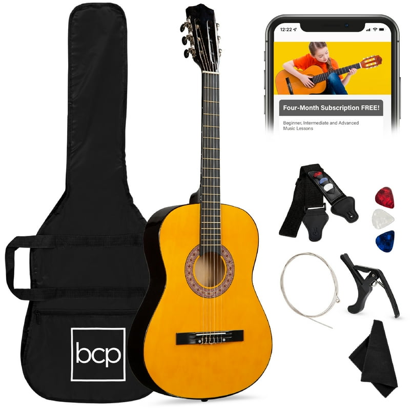 Best Choice Products 38in Beginner Acoustic Guitar Starter Kit w/ Gig Bag Strap Extra Strings - Natural