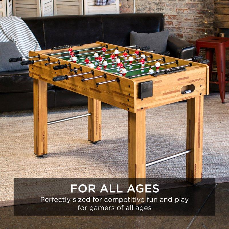 Best Choice Products 48in Competition Sized Foosball Table For Home Game Room W/ 2 Balls 2 Cup Holders - Light Brown