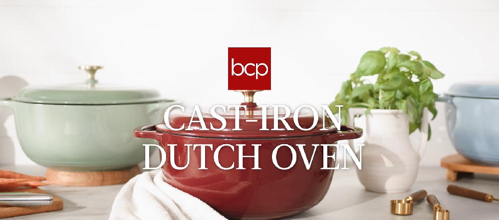 Best Choice Products 6 Quart Cast-Iron Dutch Oven Heavy-Duty Kitchenware W/ Enamel Side Handles - Deep Olive Green