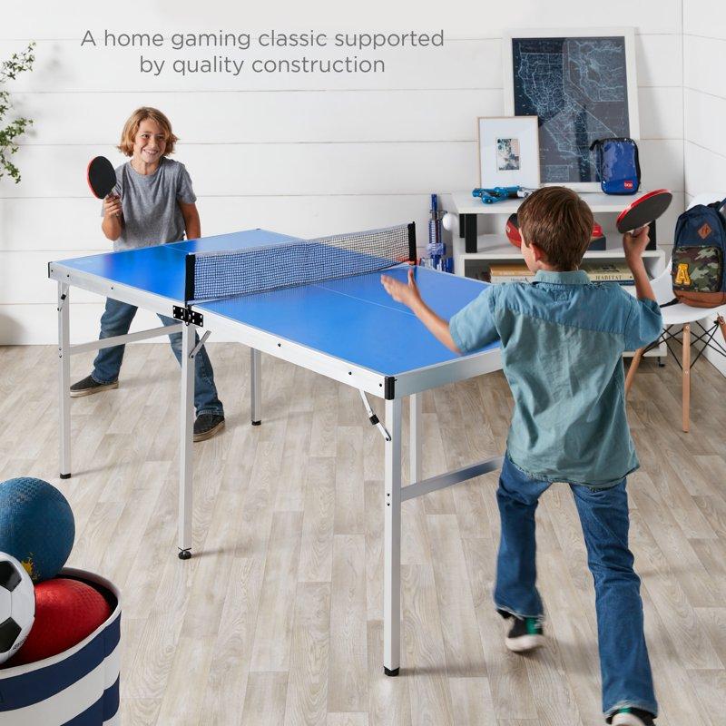 Best Choice Products 6x3ft Portable Ping Pong Table Game Set Folding Table Tennis W/ 2 Paddles Balls - Blue