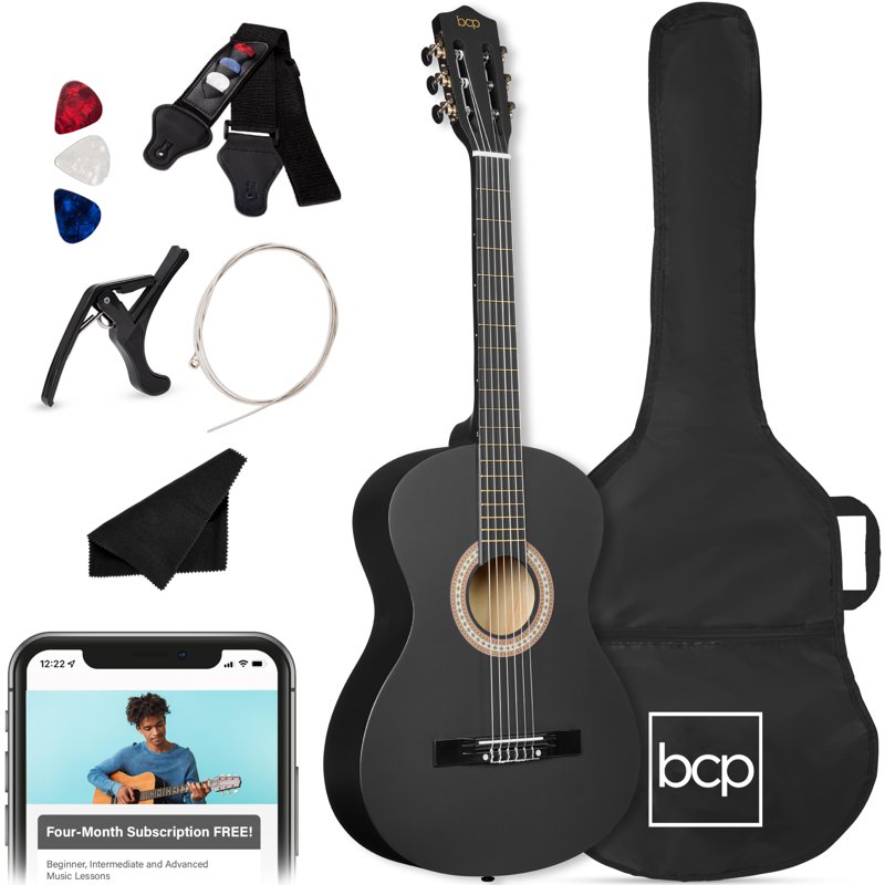 Best Choice Products Walmart Exclusive 38in Beginner Acoustic Guitar Starter Kit w/ Gig Bag Strap Extra Strings - Walmart Black