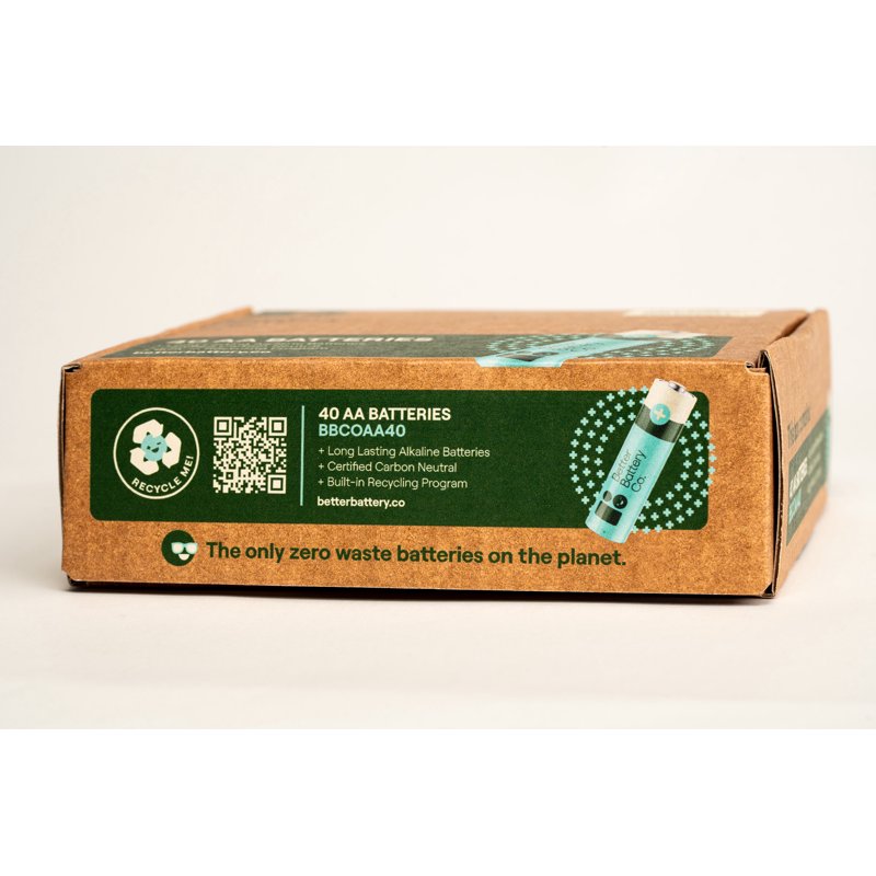 BETTER BATTERY AA Battery Pack 40 Count – High-Performance Carbon Neutral Batteries