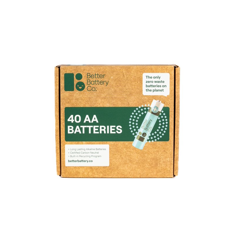 BETTER BATTERY AA Battery Pack 40 Count – High-Performance Carbon Neutral Batteries