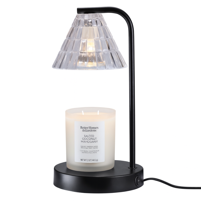 Better Homes & Gardens Candle Warmer Lamp Glass Shade Black Traditional 10.5 Inch 1 Count