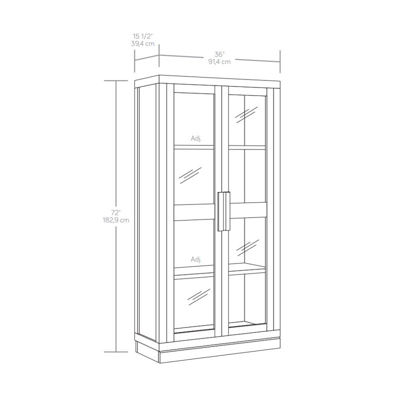 Better Homes & Gardens Ezra Glass Door Storage Accent Cabinet Warm Walnut Finish