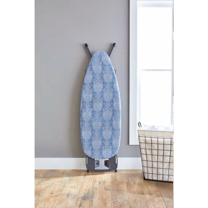 Better Homes & Gardens Ironing Board Cover - 18x54 Cotton Recycled Polyester Felt Padded Reversible Scorch Resistant Multicolor Blue/Gray Pattern to Solid Blue