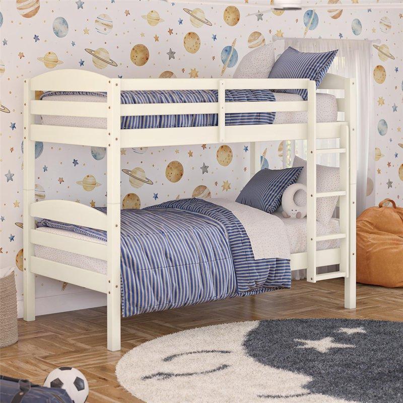 Better Homes & Gardens Leighton Solid Wood Twin-over-Twin Convertible Bunk Bed Vanilla