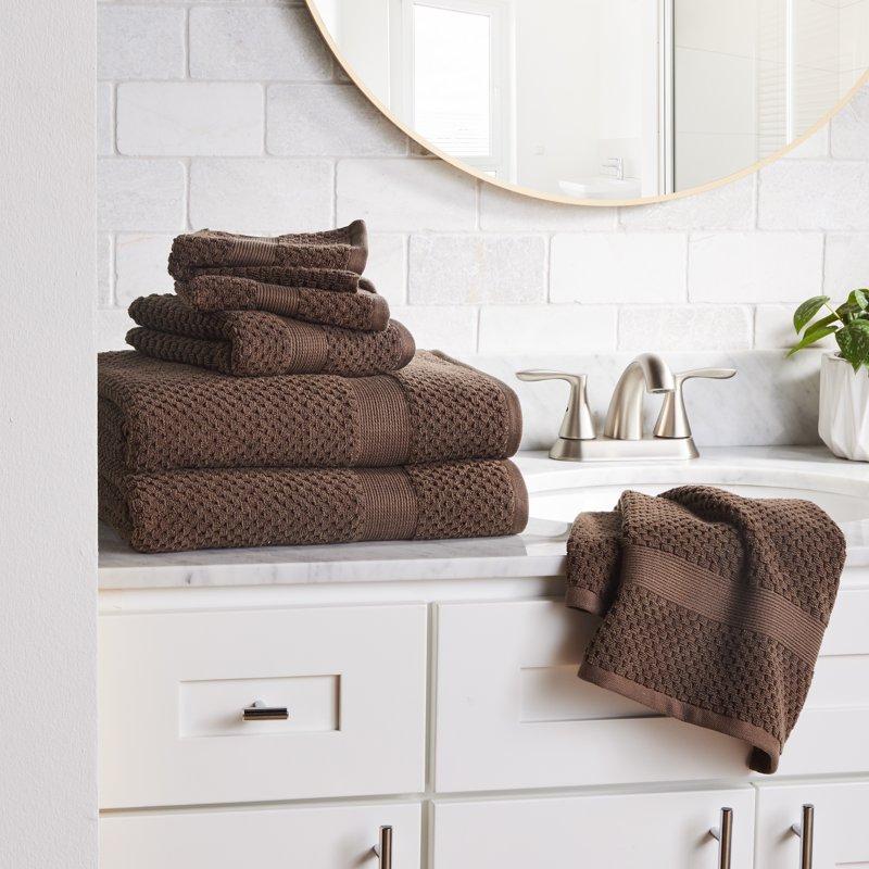 Better Homes & Gardens Signature Soft Popcorn Texture 6 Piece Towel Set Brown Basket