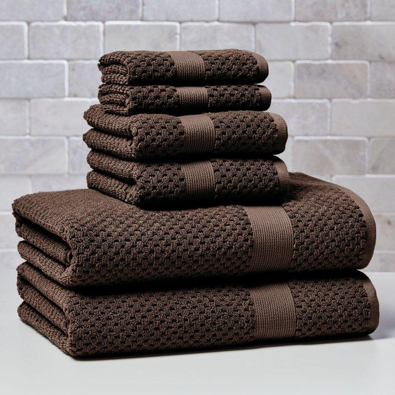 Better Homes & Gardens Signature Soft Popcorn Texture 6 Piece Towel Set Brown Basket