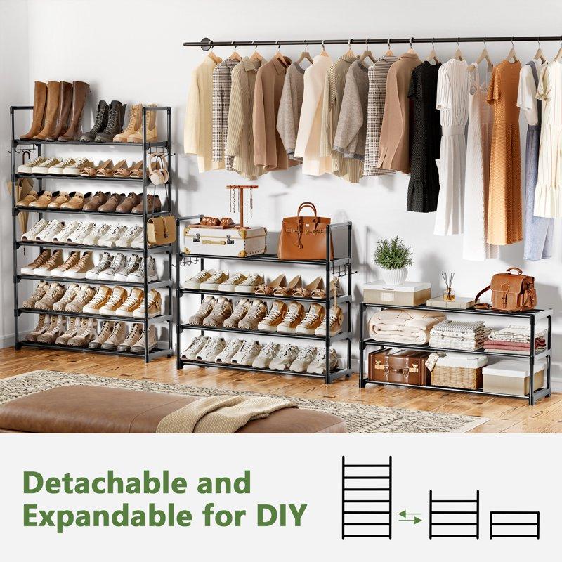 BGTREND 7 Tiers Shoe Rack Shoe Storage Organizer 25-30 Pairs Joinable Utility Metal Shoe Shelf For Entryway Hallway Closet (46.5 Inches Black)
