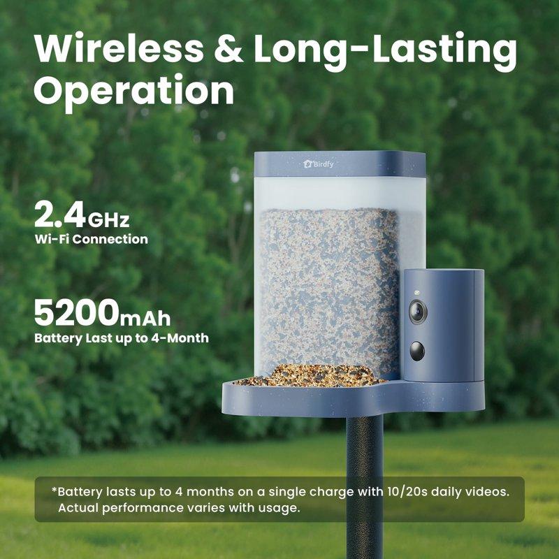 Birdfy Smart Bird Feeder With Camera 60FPS Smooth Video AI Bird Identification & Instant Alerts Auto Capture Perfect Gift For Bird Lovers