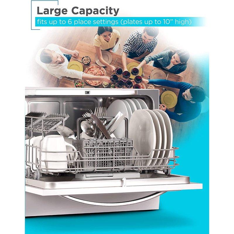 BLACK+DECKER BCD6W Compact Countertop Dishwasher 6 Place Settings White