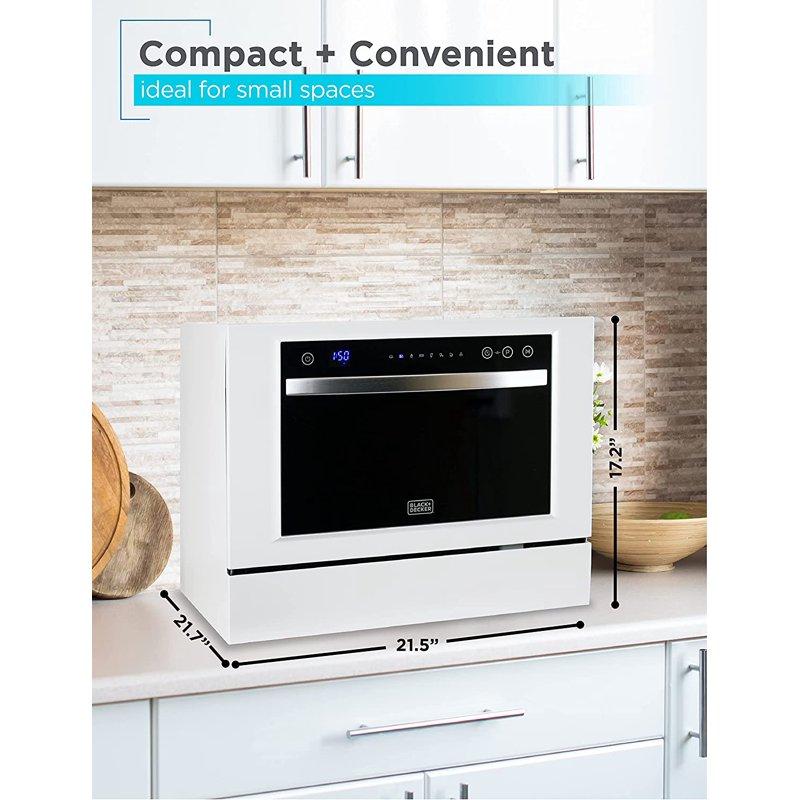 BLACK+DECKER BCD6W Compact Countertop Dishwasher 6 Place Settings White