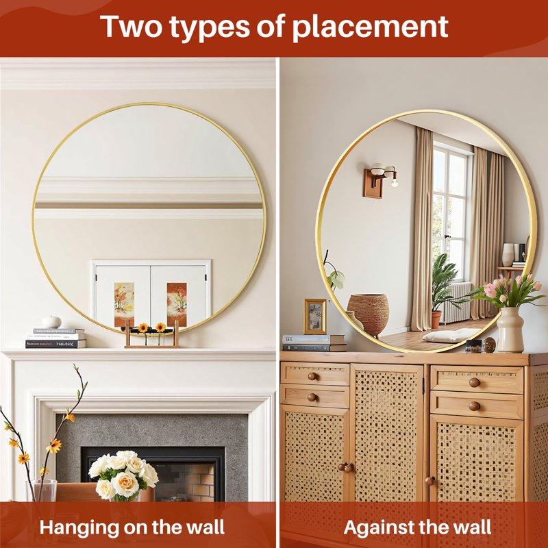 Blorly 20 Inch Circle Wall Round Mirror For Over Sink Gold Metal Frame Bathroom Decorative Vanity Mirror For Living Room Entryway