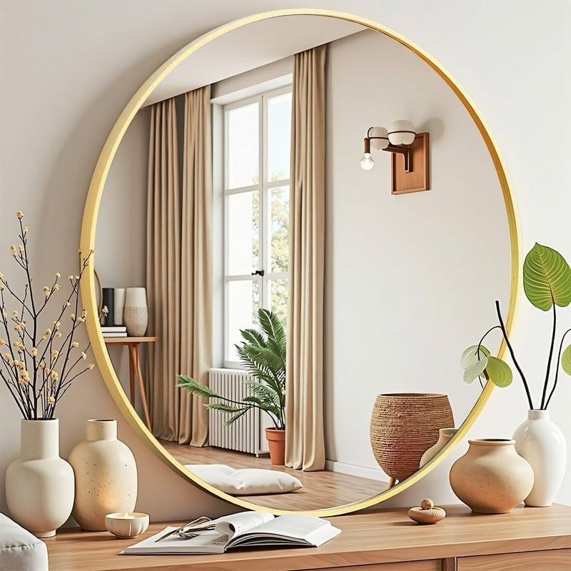 Blorly 20 inch Circle Wall Round Mirror for over Sink Gold Metal Frame Bathroom Decorative Vanity Mirror for Living Room Entryway