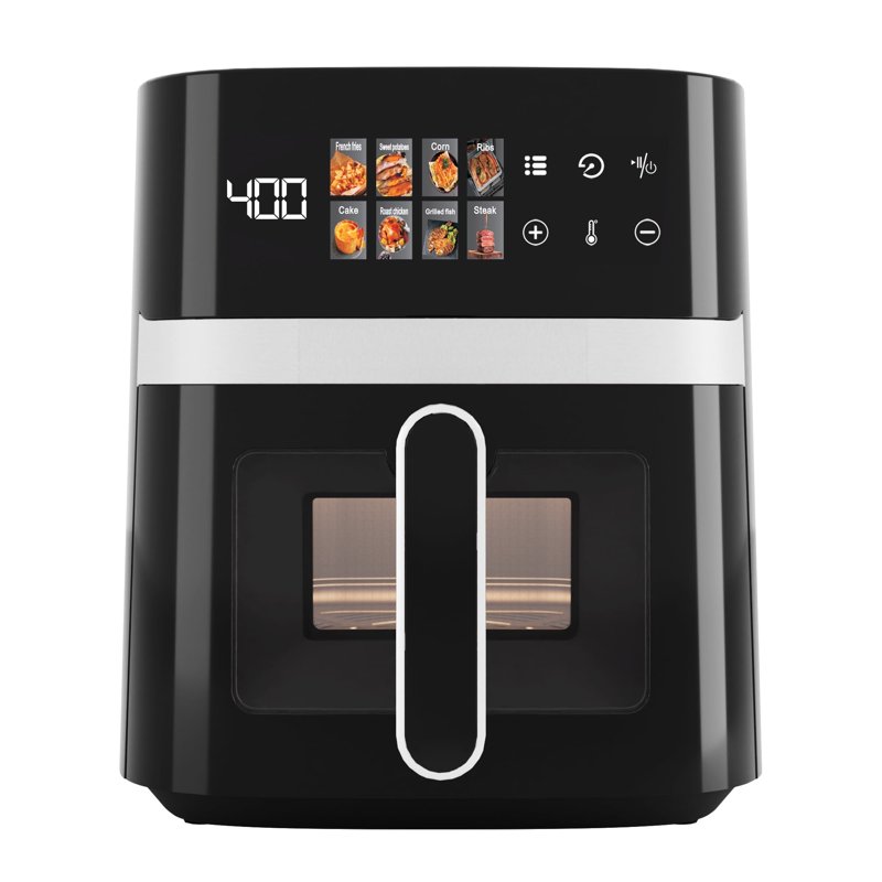 Bluebow 6QT Air Fryer 8-in-1 Electric Hot Oven With Digital LED Touchscreen Visible Window 1500W New Black