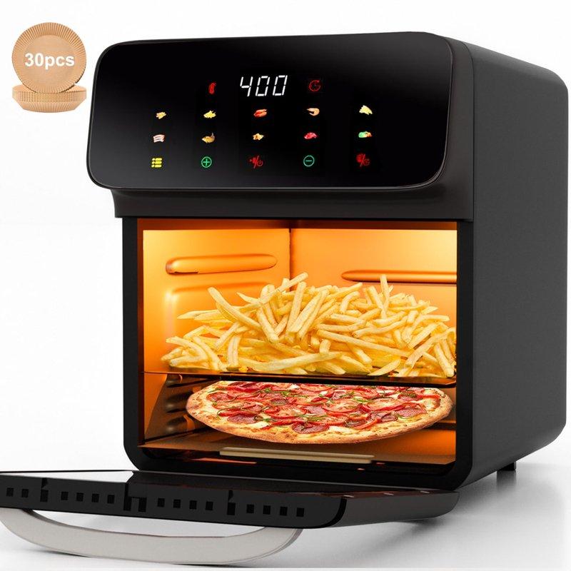 Bluebow Air Fryer 12QT Convection Oven With 10-in-1 Multi Function Visible Window And Touchscreen Black