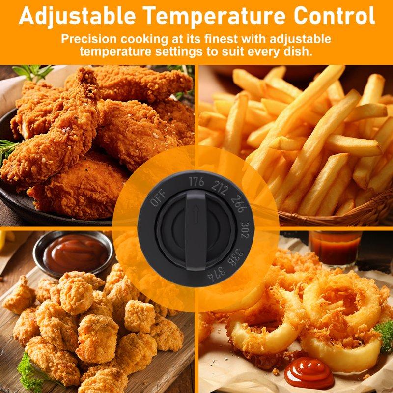 Bluebow Electric Deep Fryer 2.5 Quart Capacity Wide Viewing Window Adjustable Temperature Stainless Steel