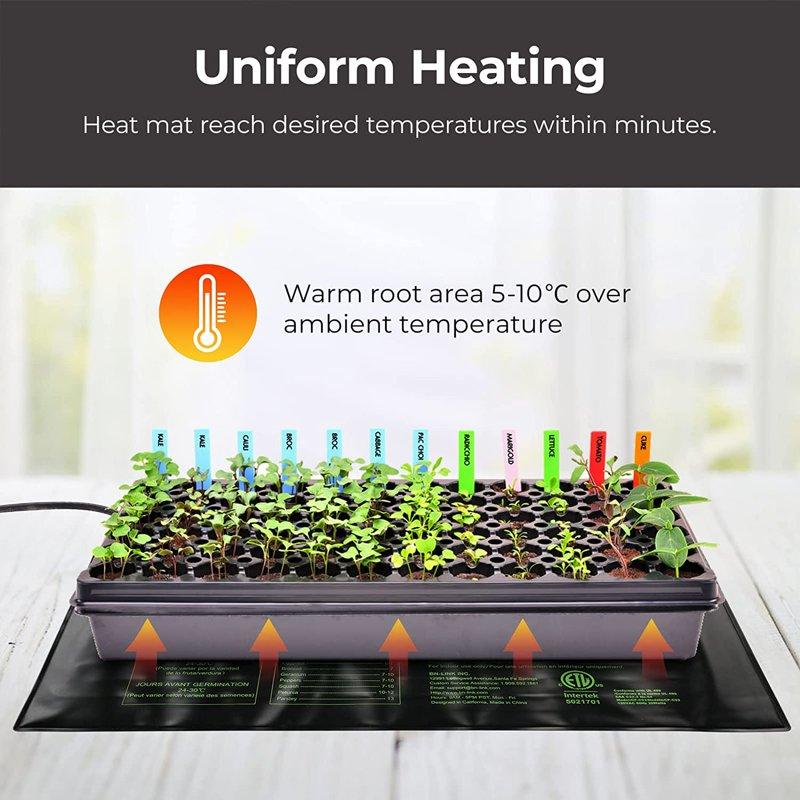 BN-LINK Durable Seedling Heat Mat Warm Hydroponic Heating Pad Waterproof 10" X 20.75" - 2 Pack For Seed Starting Greenhouse And Germination