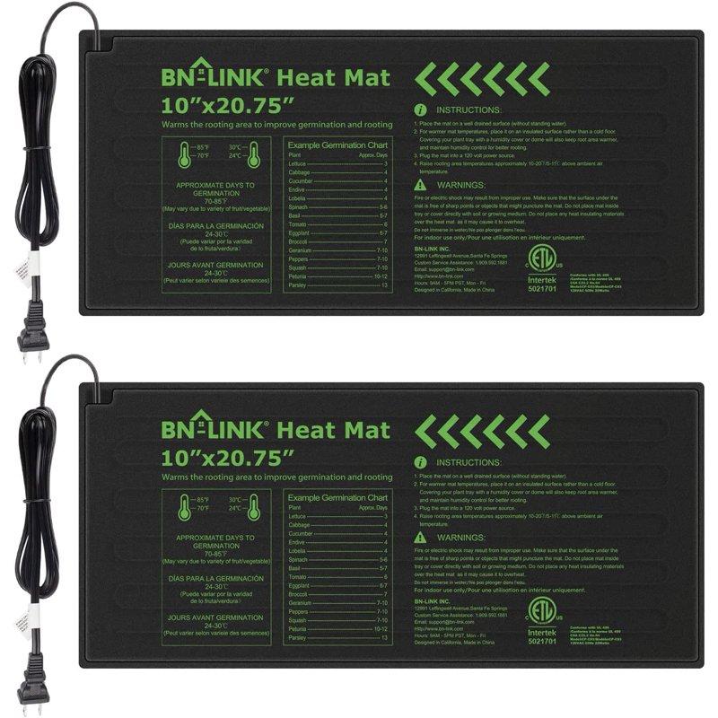 BN-LINK Durable Seedling Heat Mat Warm Hydroponic Heating Pad Waterproof 10" x 20.75" - 2 Pack for Seed Starting Greenhouse and Germination BN-LINK Durable Seedling Heat Mat Warm Hydroponic Heating Pad Waterproof 10" x 20.75" - 2 Pack for Seed Starting Greenhouse and Germination