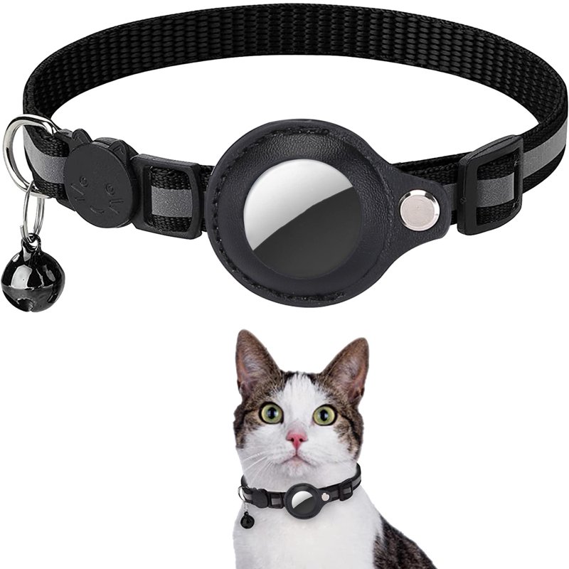 Bobasndm Cat Collar For Airtag Tracker Reflective GPS Cat Collar With Luminous Holder Cat Tracker Collars With Safety Elastic Band For Cats Kittens And Puppies 9-13 Inch