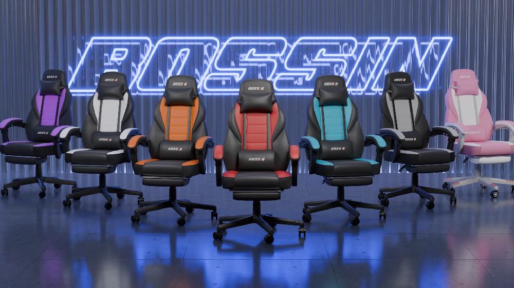 Bossin Gaming Chairs With Footrest Massage Leather Game Chair For Adults Big And Tall Gamer Chair With Headrest And Lumbar Support