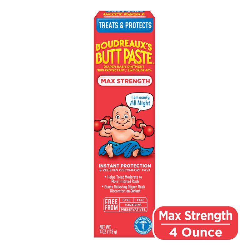 Boudreaux's Butt Paste Maximum Strength Diaper Rash Cream Ointment for Infant 4 oz Tube