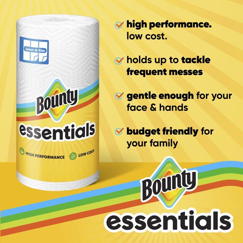 Bounty Essentials Select-A-Size Paper Towels 6 Double Rolls White 108 Sheets Per Roll