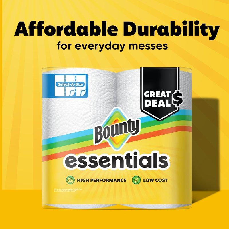 Bounty Essentials Select-A-Size Paper Towels 6 Double Rolls White 108 Sheets Per Roll
