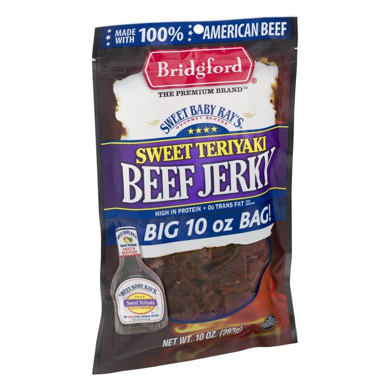 Bridgford 100% Beef Sweet Baby Ray's Sweet Teriyaki Beef Jerky 10oz Resealable Bag