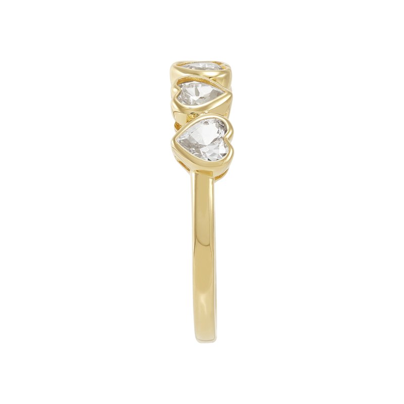 Brilliance Fine Jewelry Created White Sapphire Heart Band In Sterling Silver 14k Gold Plated Size 7