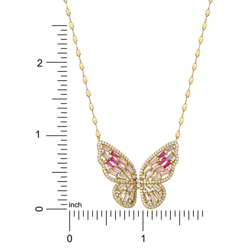 Brilliance Women's Jewelry Gold Plated Sterling Silver CZ Butterfly Necklace